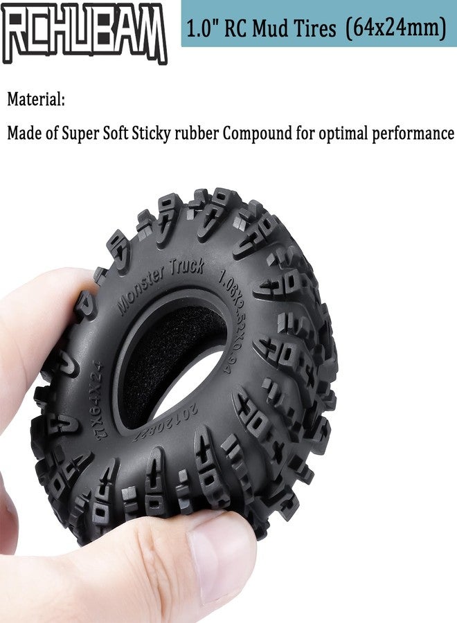 RCHUBAM 1.1" RC Tires 64x24mm TRX4M Large Soft Rubber 1.0" RC Crawler Tires Width 24mm Compatible with TRX4M 1/18 RC Crawler Car Upgrade Parts, #A - Image 3